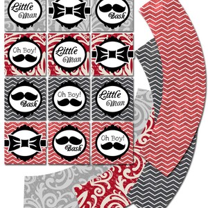 Moustache Bash = Little Man = Cupcake Toppers = INSTANT DOWNLOAD