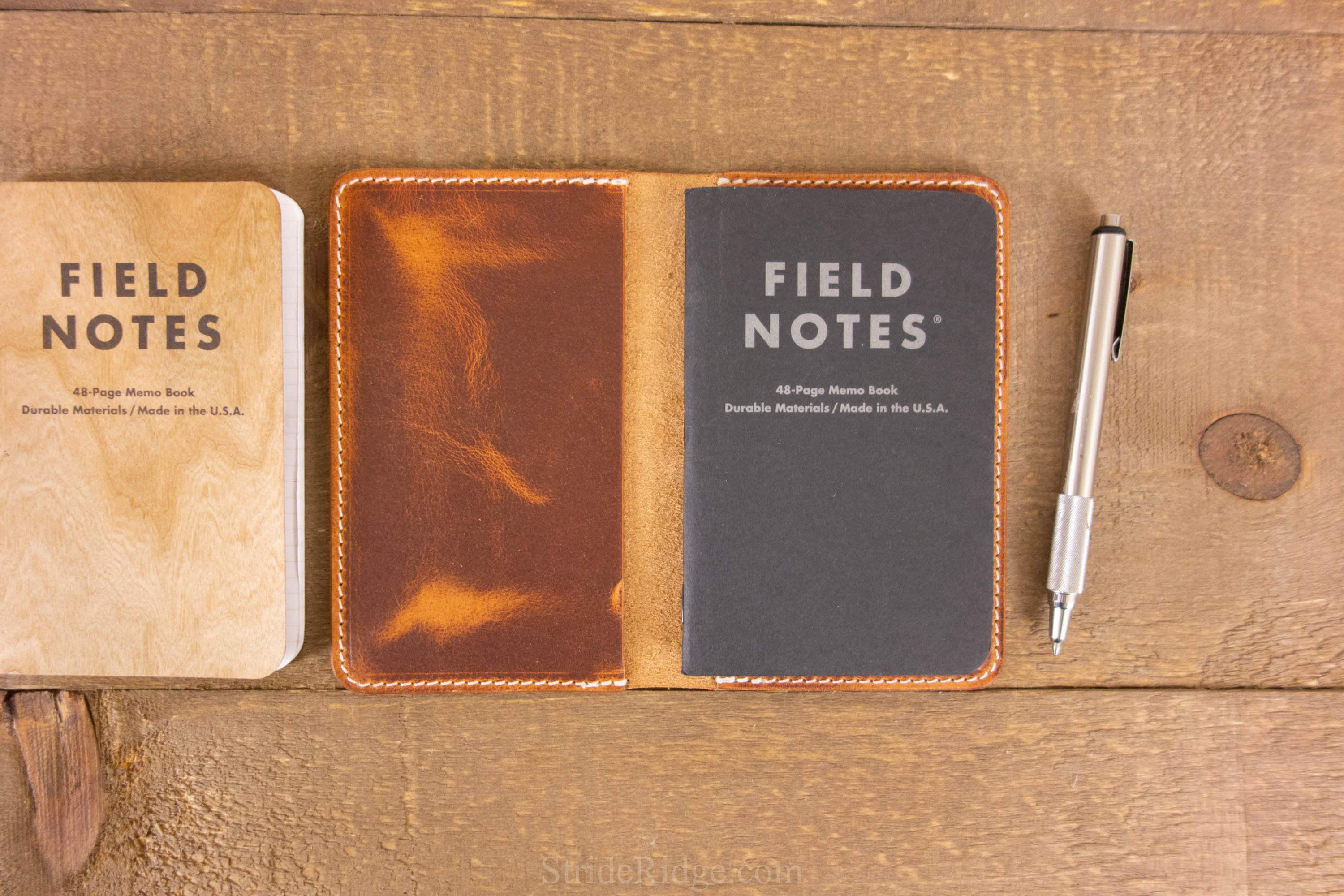 Mini EDC Fieldbook, Leather Journal Cover and Pen Caddy, Hold Fast