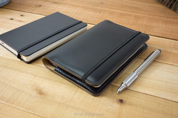 Pocket Moleskine Notebook Cover in Black Leather 