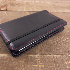 Capa para caderno Moleskine Pocket em couro Horween preto, compatível com cadernos Moleskine Pocket de capa dura ou mole