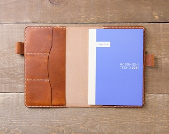 Hobonichi Techo Day Free Cover – A5 – Pen Loops - Card Pockets - English Tan Leather