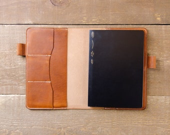 Planner Cover for Stalogy A5 with Pen Loops and Card Pockets - Dublin English Tan Horween Leather