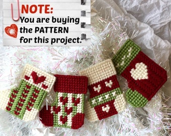 Plastic Canvas Pattern: Christmas Stockings -- "Hearts" (4 designs) ***PATTERN ONLY***