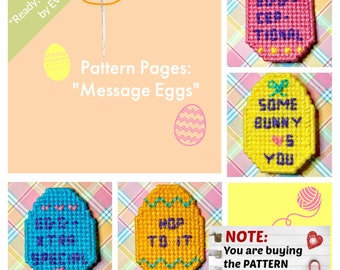 Plastic Canvas Pattern Pages: "Message Eggs" (4 designs, graphs and photos, no written instructions) ***PATTERN ONLY!***