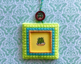 Plastic Canvas: Little Succulent Framed Wall Art