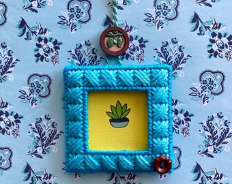 Plastic Canvas: Little Succulent Framed Wall Art