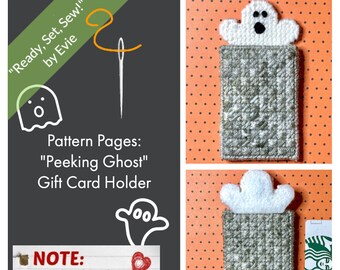 Plastic Canvas Pattern Pages: "Peeking Ghost" Gift Card Holder (graphs and photos, no written instructions) **PATTERN ONLY!**