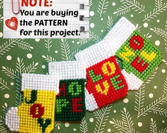 Plastic Canvas Pattern: Christmas Stockings -- "Holiday Words" (4 designs) ***PATTERN ONLY***