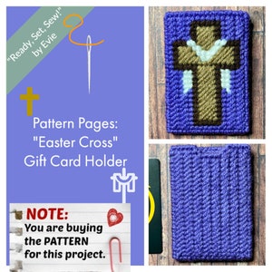 Pages de motifs en toile en plastique : porte-cartes « Easter Cross » (graphiques et photos, pas d'instructions écrites) **MOTIF UNIQUEMENT !**
