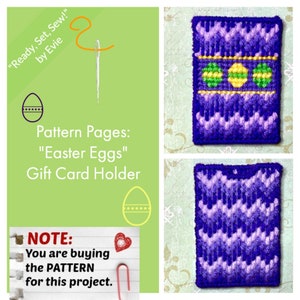 Pages de motifs sur toile en plastique : porte-cartes « Easter Eggs » (graphiques et photos, pas d'instructions écrites) **MOTIF UNIQUEMENT !**