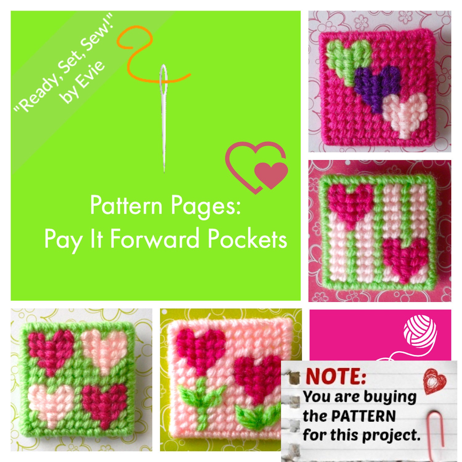 Plastic Canvas Pattern Pages: Pay It Forward Pockets 4 Designs