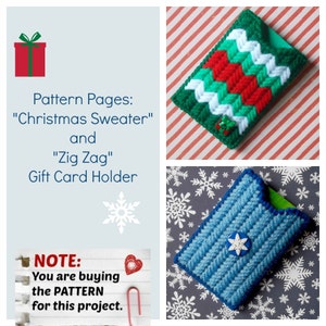 Plastic Canvas Pattern Pages: &quot;Sweater&quot; and &quot;Zig Zag&quot; Card Holders (2 designs, graphs and photos, no written instructions) **PATTERN ONLY!**