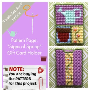 Plastic Canvas Pattern Pages: Signs of Spring Gift Card Holder graphs and photos, no written instructions PATTERN ONLY image 1
