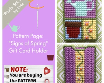 Plastic Canvas Pattern Pages: "Signs of Spring" Gift Card Holder (graphs and photos, no written instructions) **PATTERN ONLY!**