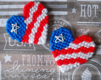 Plastic Canvas: Patriotic Heart Magnets (set of 2)