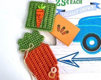 Plastic Canvas: Country Carrots Magnet Set (set of 3 items -- carrot magnet, hoppy pocket and mini card)