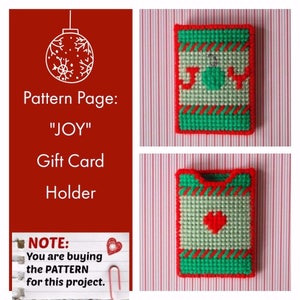 Página de patrones de lona plástica: porta tarjetas de regalo "JOY" (gráficos y fotografías, sin instrucciones escritas) **¡SOLO PATRÓN!**