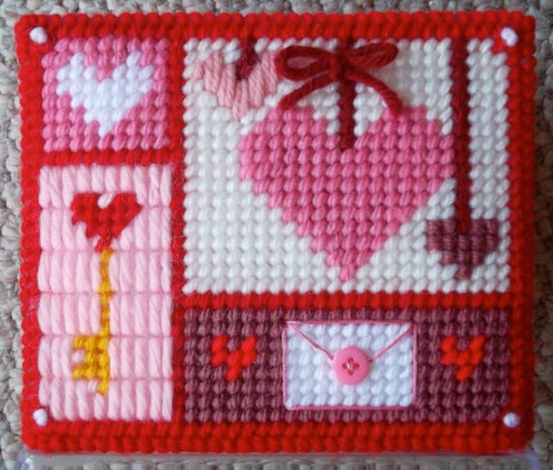 Plastic Canvas Pattern: Valentine Hearts Napkin Holder Covers PATTERN ONLY image 2