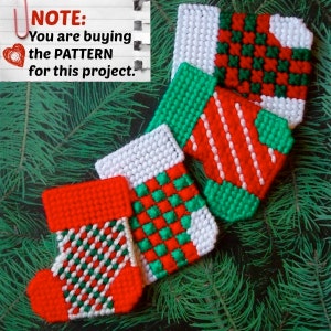 Plastic Canvas Pattern: Christmas Stockings -- "Checks and Stripes" (4 designs) ***PATTERN ONLY***