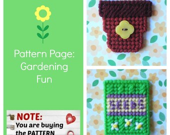 Plastic Canvas Pattern Page: "Gardening Fun" (2 designs, graphs and photos, no written instructions) ***PATTERN ONLY!***