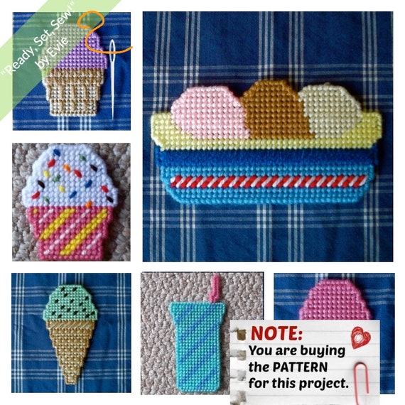 Plastic canvas patterns cross stitch Ice cream
