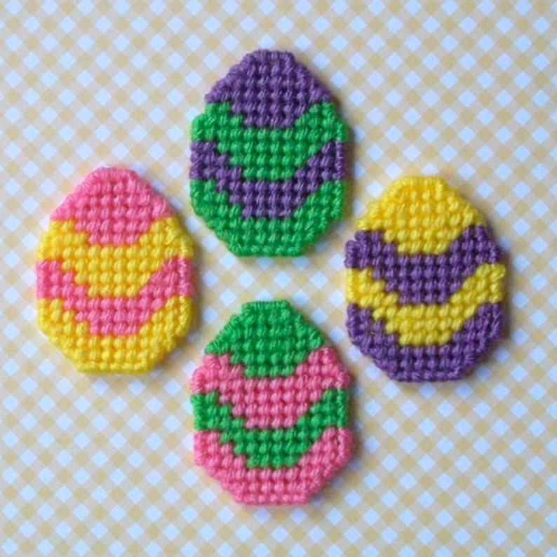 Plastic Canvas Mini Striped Easter Egg set of 4 Etsy