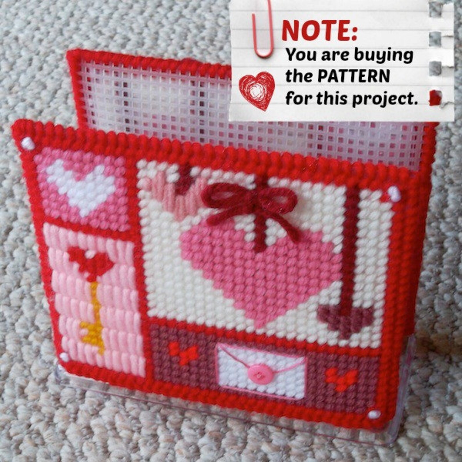 Plastic Canvas Pattern Valentine Hearts Napkin Holder Covers Etsy