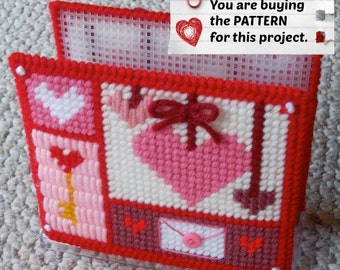 Patrón de lona plástica: Fundas para servilleteros de corazones de San Valentín ***SOLO PATRÓN***