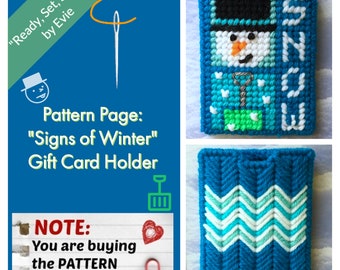 Plastic Canvas Pattern Page: "Signs of Winter" Gift Card Holder (graphs and photos, no written instructions) **PATTERN ONLY!**