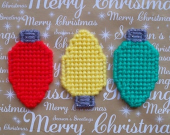 Plastic Canvas: Mini Christmas Bulb Magnets (set of 3)
