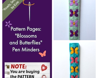 Plastic Canvas Pattern Pages: Pen Minders -- "Blossoms and Butterflies" (graphs and photos, no written instructions) **PATTERN ONLY!**