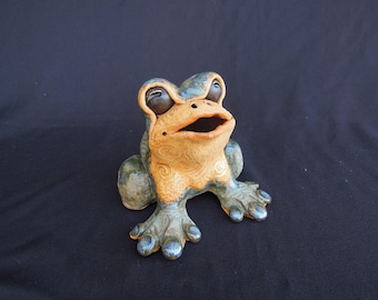 Handmade Ceramic Frog Sculpture: Lucky Garden Decor