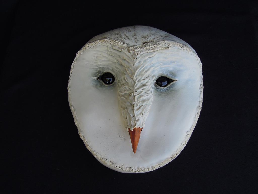 Handmade Ceramic Owl Mask: Unique Wall Art Sculpture