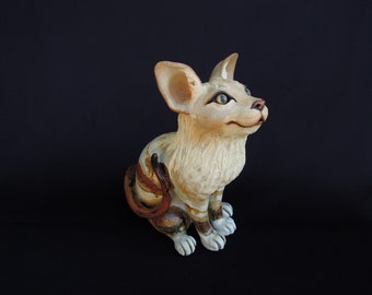 Handmade Clay  Cat Feline figurine Outdoor Ceramic Animal Lawn Sculpture Unique Cat Statue Nature Inspired Garden Art