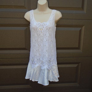 Cinema Etiole White Nightgown, Lace Top, Flared Skirt, Vintage Lingerie