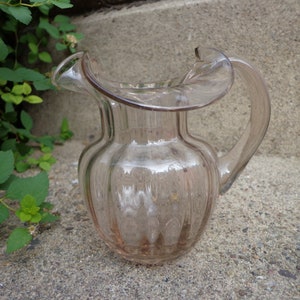 Blown Glass Creamer or Small Pitcher, Very Pale Amethyst Glass, Almost Pink