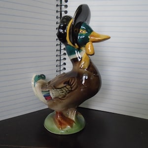 Mother Goose Figurine, Vintage Ceramic Goose in Bonnet