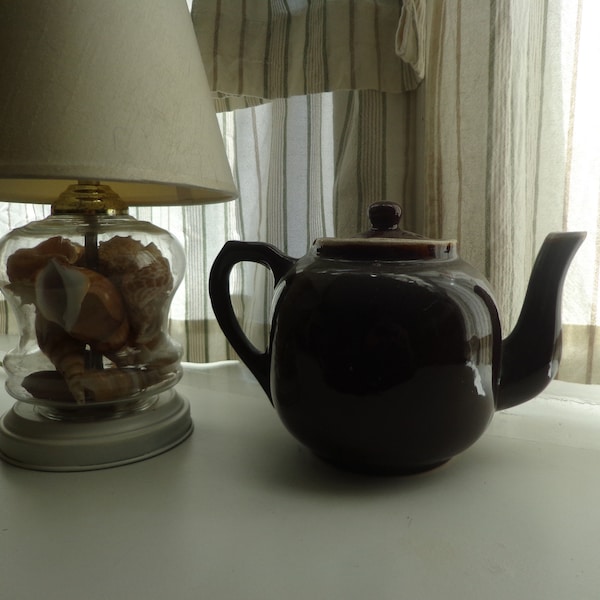 Old Star Pottery Brown Teapot, Very Early Shabby Chic, Sweet & Vintage, Chips and All!