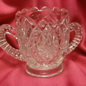 Victorian Child&#39;s Pattern Glass Open Sugar Bowl or Spooner, EAPG Vintage Victorian Doll Dinnerware