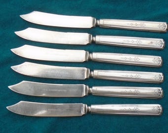 Essex AKA Ferncliff Set of 6 Fruit Knives, Oneida Silverplate, Wm. Rogers