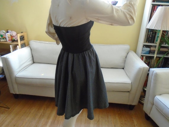 Black Circle Skirt With Tiny White Polka Dots, Tw… - image 8