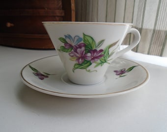 Violets Cup & Saucer Set or Just Cup, Your Choice, Made in Japan