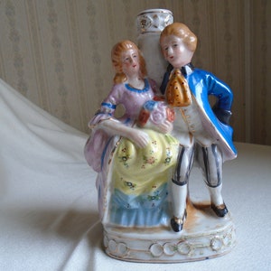 Figural Lamp Base, Courting Couple, Man & Woman, Occupied Japan, 6 3/4&quot; High, Not Wired, Base Only