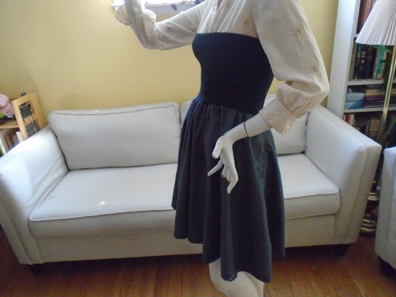 Black Circle Skirt With Tiny White Polka Dots, Tw… - image 7