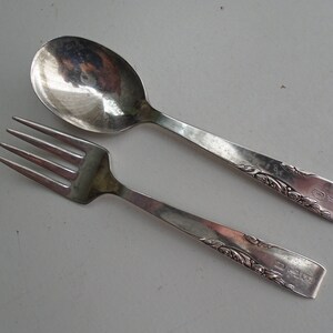 Silverplated Baby Fork and Spoon, &quot;PROPOSAL&quot; by Oneida, With Initials ETO ~ FS