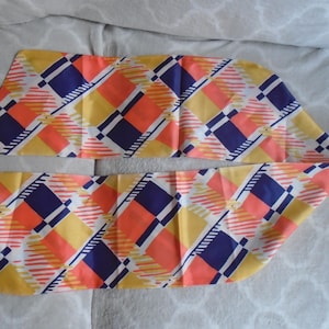 Vintage Long Scarf, Orange, Navy, Gold & White, 50&quot; x 7&quot;   FS