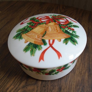 Mikasa Bells of Holly 4-3/4&quot; Candy Box With Lid