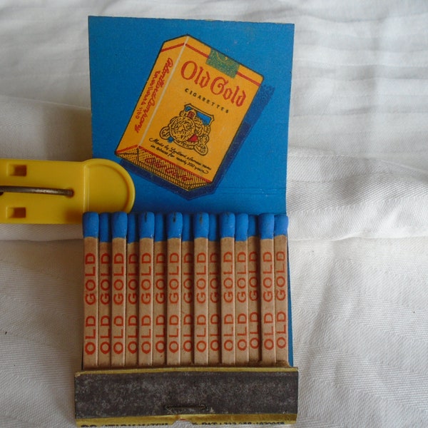 Vintage Matchbook, Lion Match 30 Stick, Front Strike, Old Gold Cigarettes, Struck, 2 Missing Matches