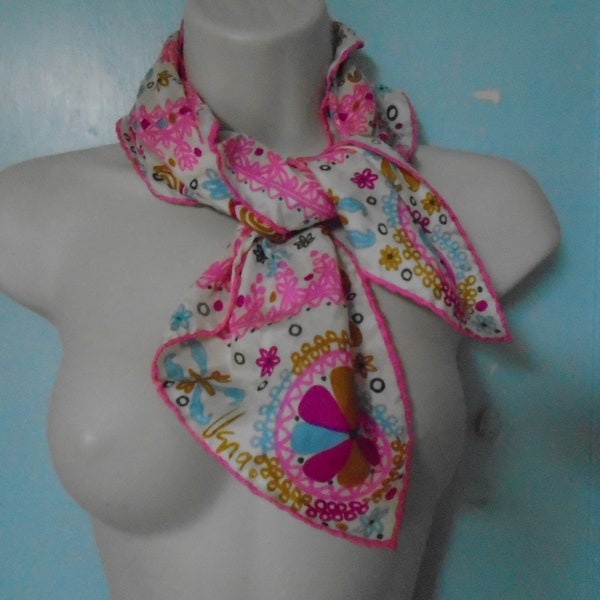 Vera Scarf Psychedelic Pinks, With Blue, Red & Brown