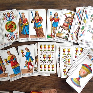 Vintage tarotkaarten, AG Muller, Made in Switzerland, 1JJ-deck, compleet met 78 kaarten